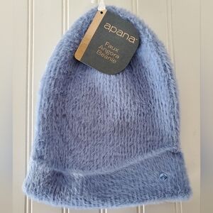 Apana Cornflower Blue Faux Angora Beanie NWT